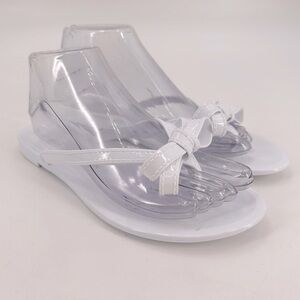 Stuart Weitzman White Jelly Bow Sandals Size 7
